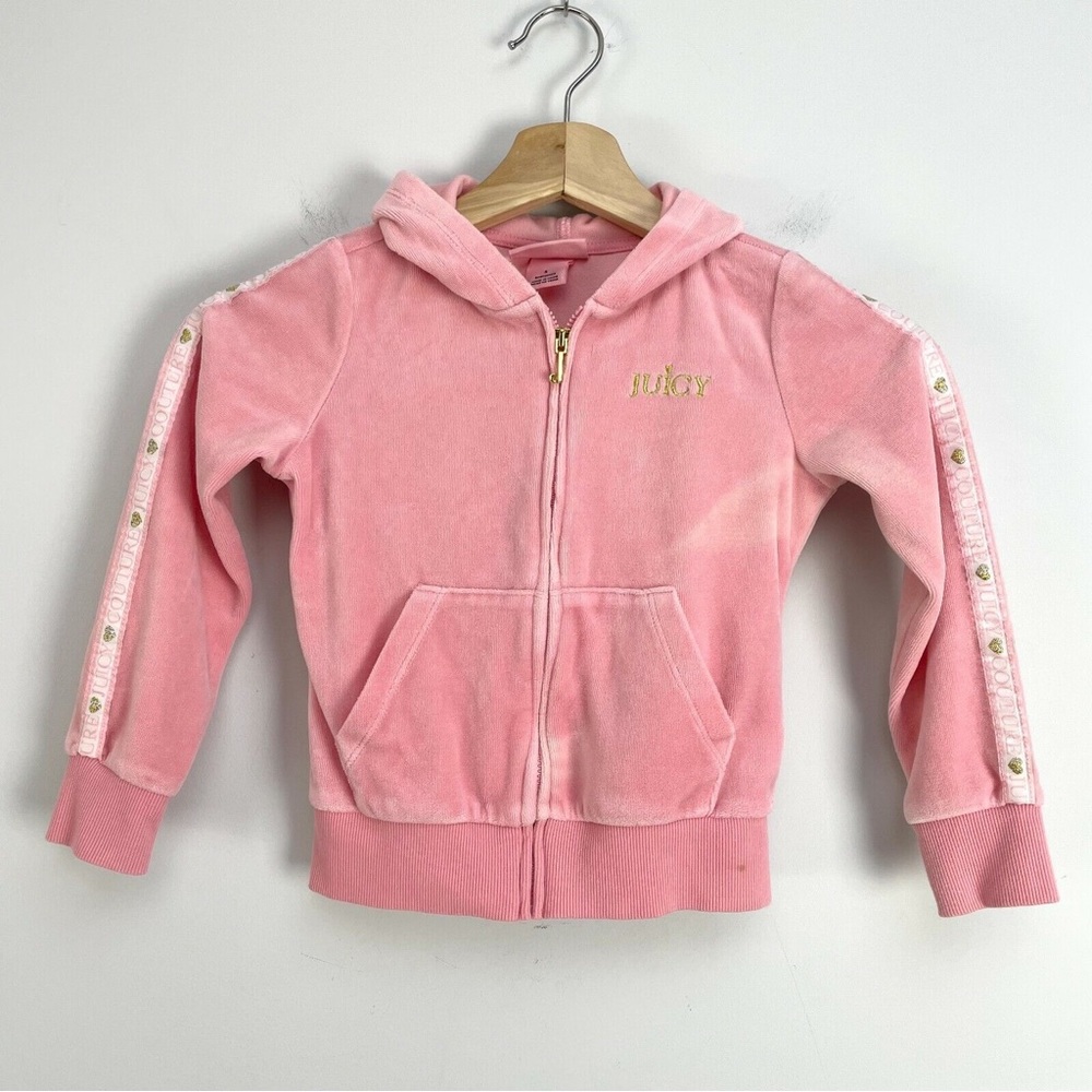 Juicy Couture | Kids Pink Velour Zip Up Jacket Hoodie